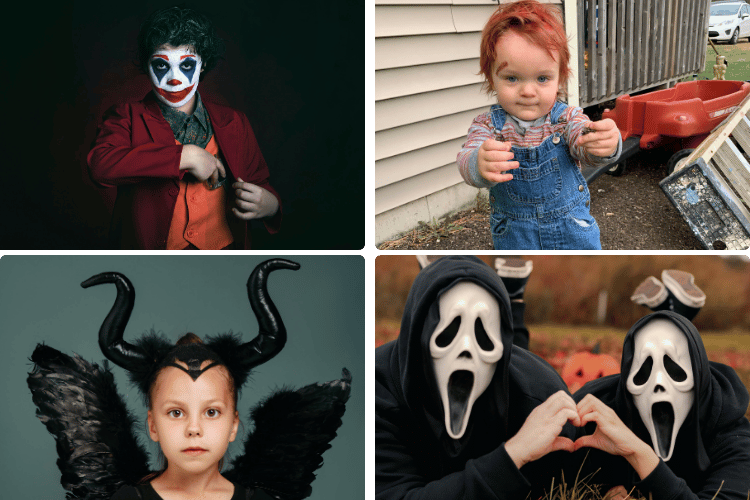 Joker, chucky, maleficent, ghost face costumes