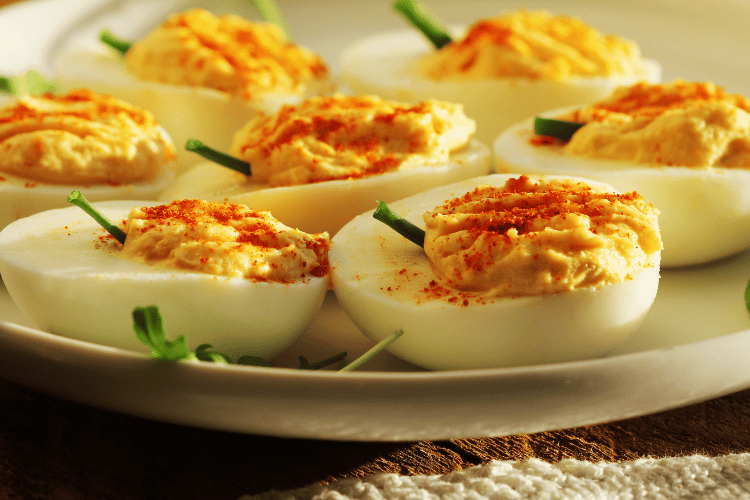 Halloween pumpkin deviled eggs